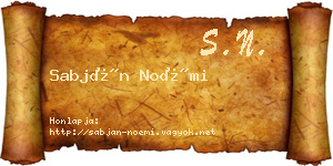 Sabján Noémi névjegykártya