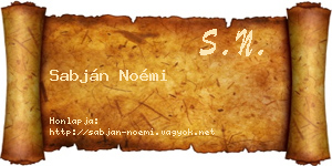 Sabján Noémi névjegykártya